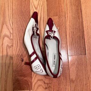 Steve Madden Burgundy and White Heels